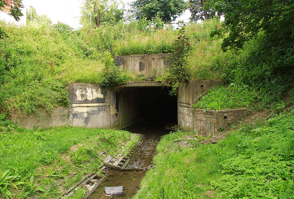 Severní portál tunelu Pokratického potoka mnoho krásy nepobral.