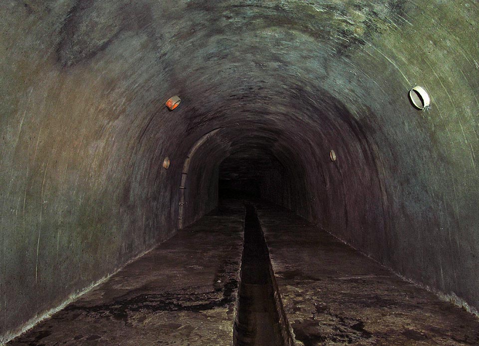 V severní části pod parkem Lužánky pokrýcá dno tunelu souvislá vrstva sedimentů - kalů.