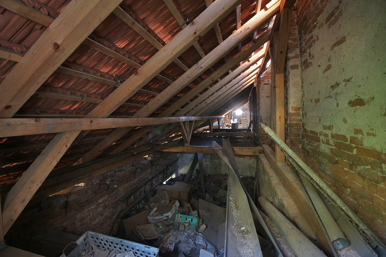 Místy zřícený strop připomíná spíš skládku než bytový dům; nejde ale o nic, co by nešlo opravit.
