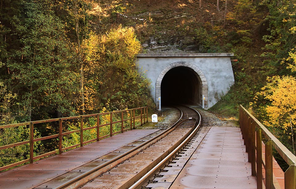 Bezprostředně za severním portálem Jívovského tunelu překonává trať po ocelovém mostě řeku Bystřici.
